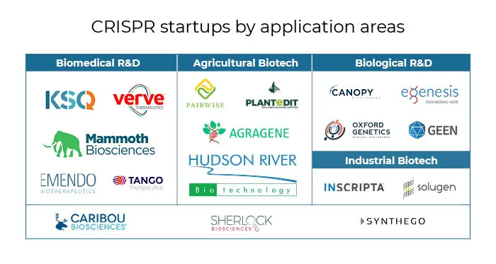 CRISPR startups by application